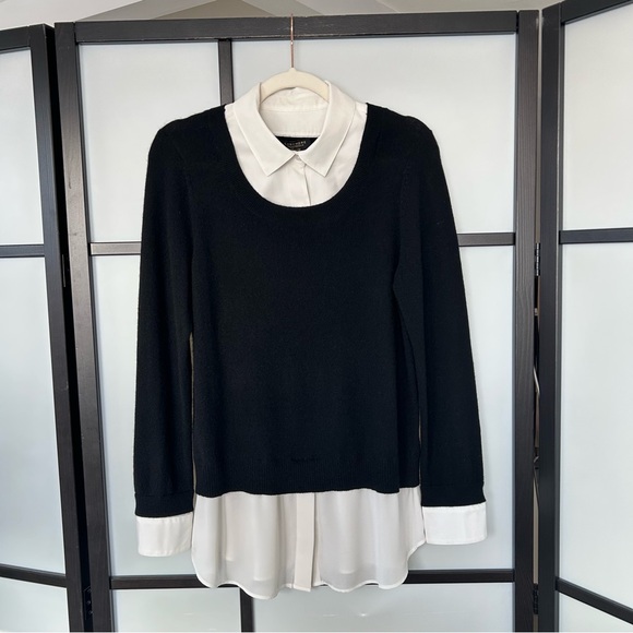 [M] Charter Club Luxury Black and White Dress Shirt & Cashmere Sweater Combo Top - Picture 6 of 13